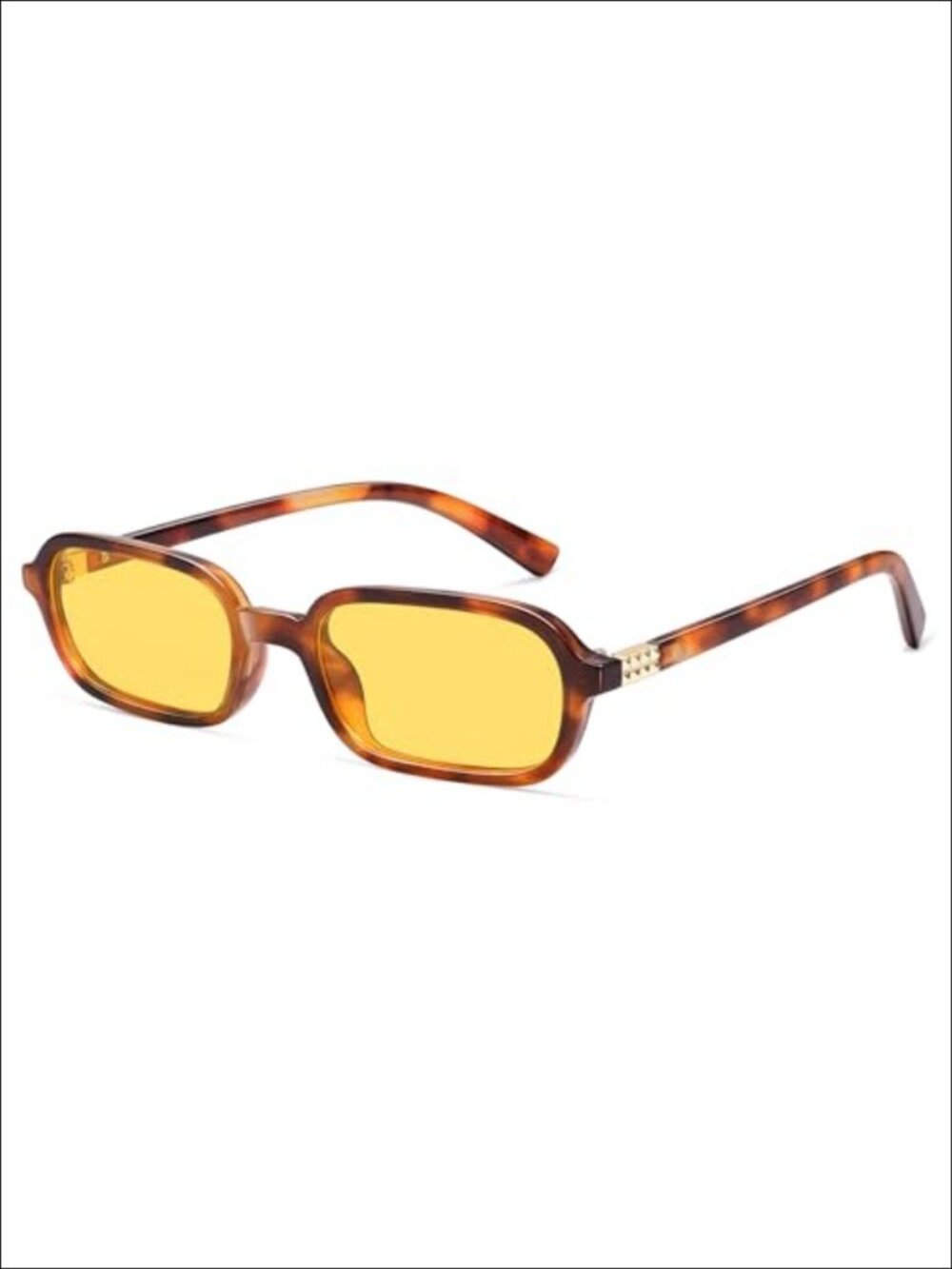 Rectangular 90s Retro Sunglasses UV400 Full Frame Slim Fit Metal Accent